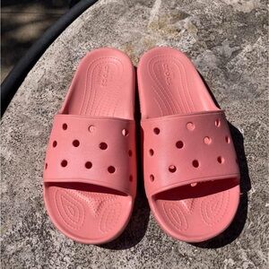 Coral Croc Slides